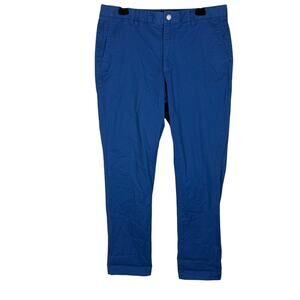 Bonobos Chino Pants Mens 34/32 Blue Cotton Stretch Slim Fit Tapered Leg Zip Fly